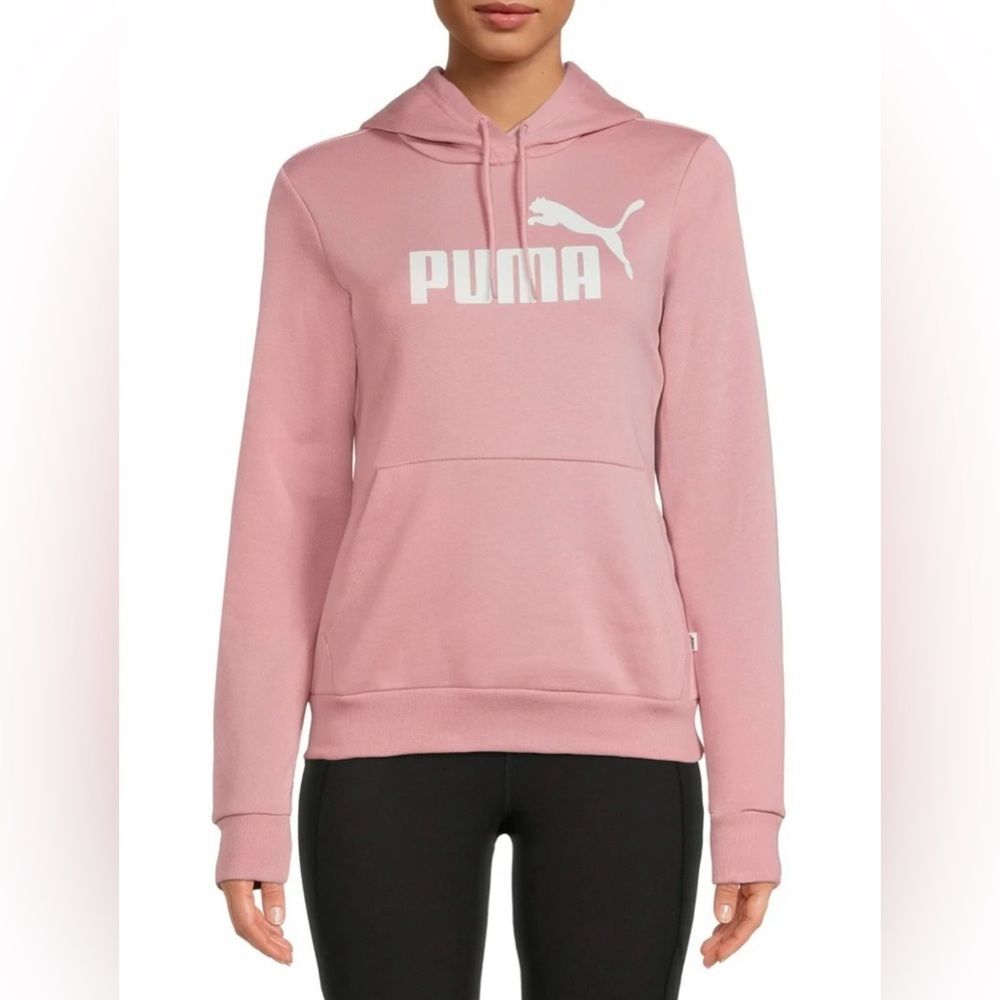 PUMA Women's Long Sleeve Hoodie Sweatshirt in Light Pink Size L